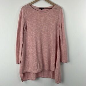 Eileen Fisher Pink Peach Organic Linen Tunic Sweater Top Womens M Sustainable